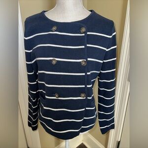 Vineyard Vines Dockside Cardigan Double Breasted Navy White Striped Medium